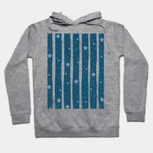 Blue Vintage stripes with light blue stars Hoodie